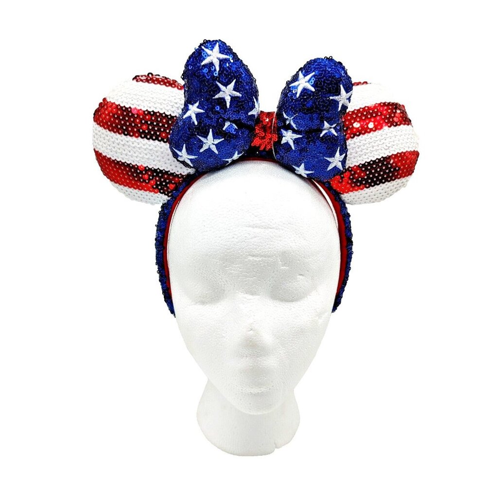 NEW Disney Stars Stripes Americana Minnie Ears Headband Patriotic Flag 2022